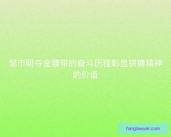 邹市明夺金腰带的奋斗历程彰显拼搏精神的价值 邹市明夺金腰带的奋斗历程彰显拼搏精神的价值